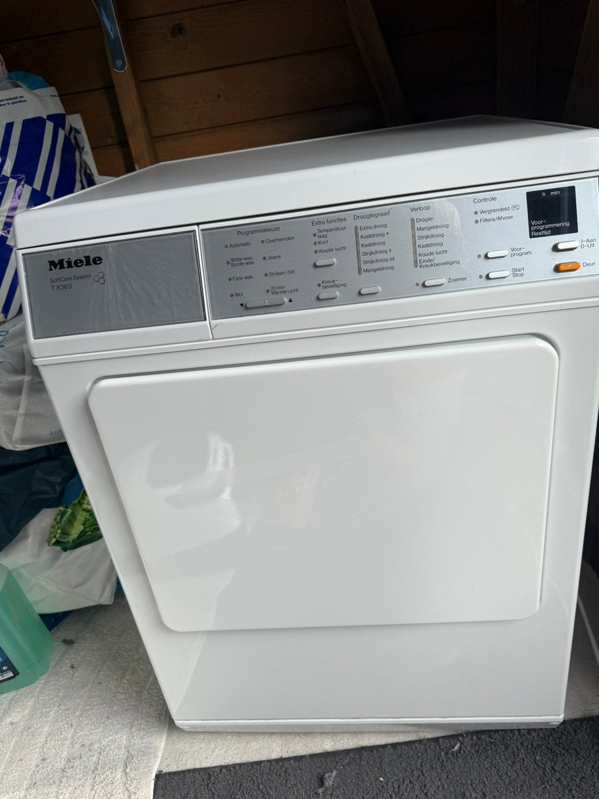 Miele softcare system T8363 lucht afvoer droger, Ophalen, 6 tot 8 kg, Gebruikt, Luchtafvoer