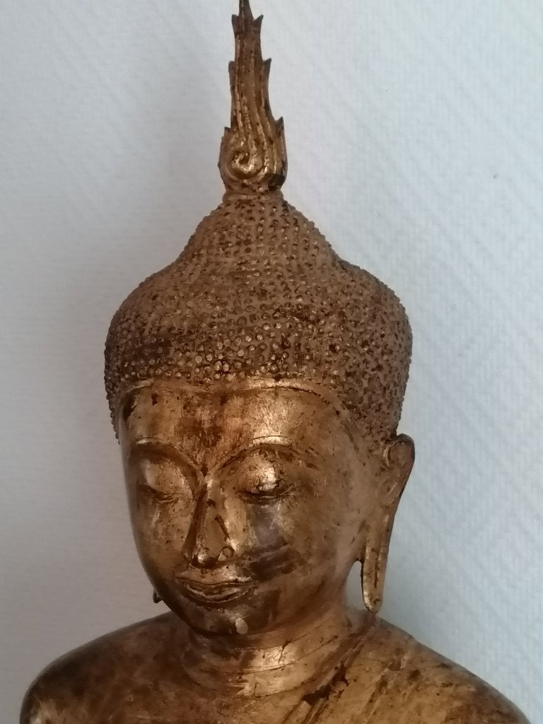 grote antiek vergulde bronze u-thong styl buddha, Antiek en Kunst, Ophalen