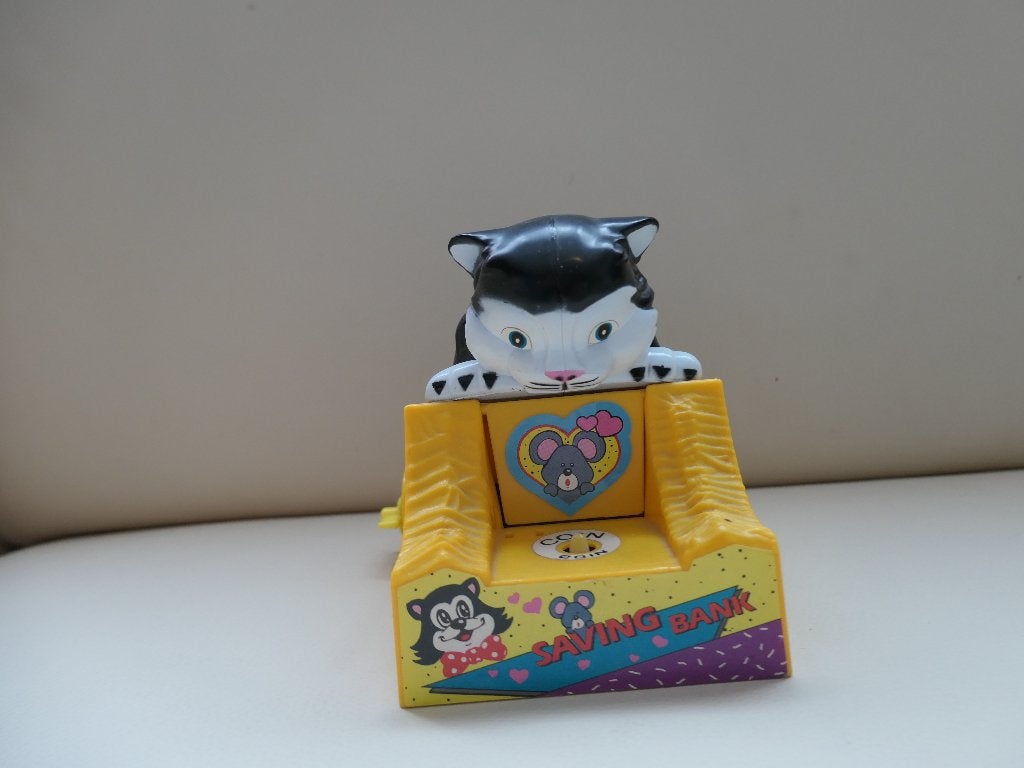 spaarpot kat en muis, mechanisch, Verzamelen, Spaarpotten, Zo goed als nieuw, Dier, Kunststof, Ophalen
