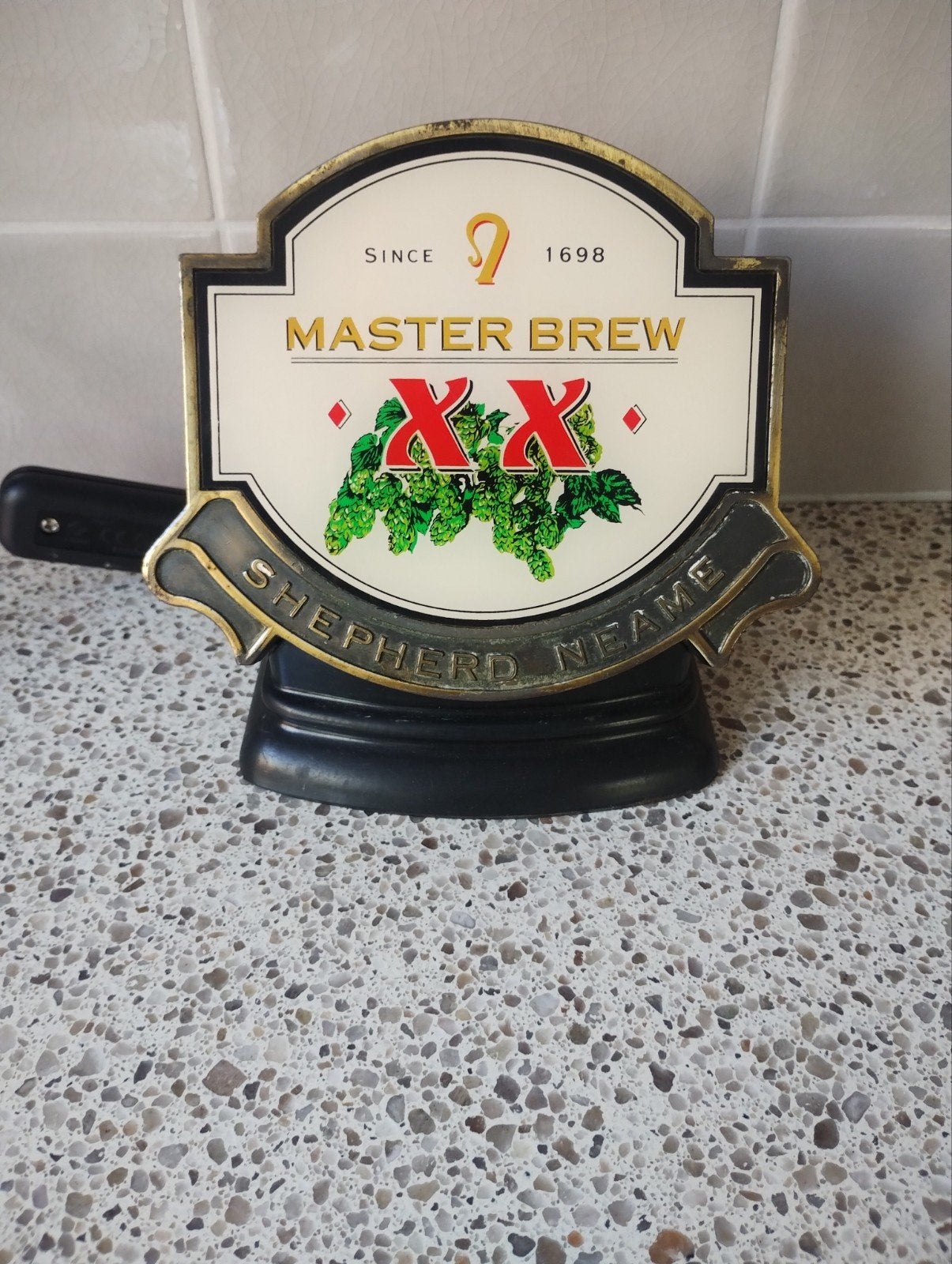 verlicht Masters Brew X X bier tap front, Ophalen of Verzenden, Nieuw, Reclamebord, Plaat of Schild, Overige merken