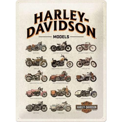 Harley Davidson Motor modellen relief reclamebord van metaal, Ophalen of Verzenden, Nieuw, Auto's