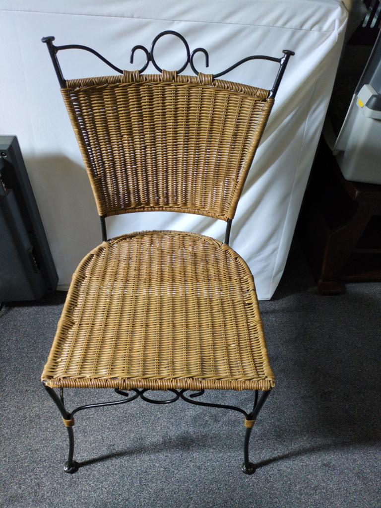 4 stoelen rotan/smeedijzer, Antiek en Kunst, Antiek | Meubels | Stoelen en Banken, Ophalen of Verzenden