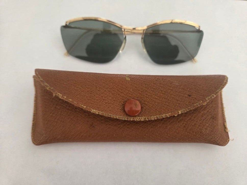 Vintage Sol-Amor dames zonnebril met lederen etui, Overige merken, Gebruikt, Zonnebril, Overige kleuren