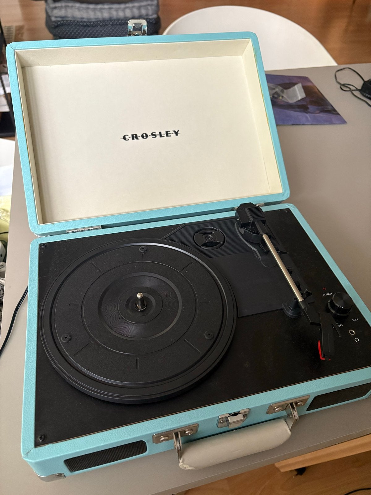 Crosley Platenspeler CR8005A-TU - Lichtblauw, Audio, Tv en Foto, Platenspelers, Ophalen, Gebruikt, Platenspeler, Overige merken