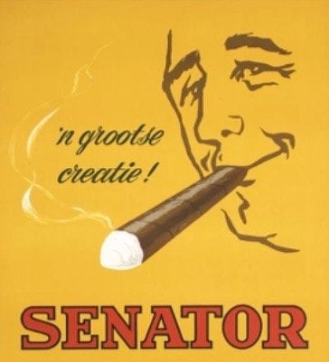 TE KOOP GEVRAAGD: Emaille bord Senator Sigaren, Ophalen of Verzenden, Gebruikt, Reclamebord
