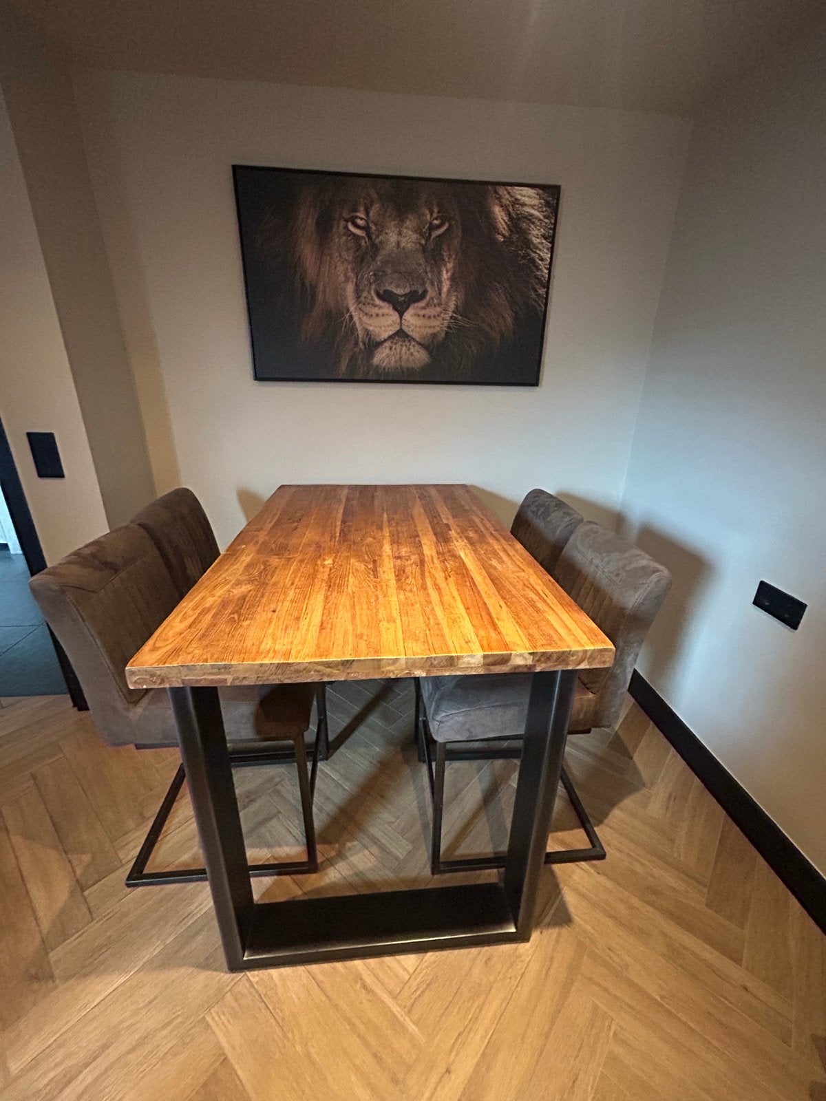Teakhout Bartafel met 4 krukken - Topkwaliteit van Pronto, Ophalen, 100 tot 150 cm, Industrieel, teakhout, ROMARO serie Pronto