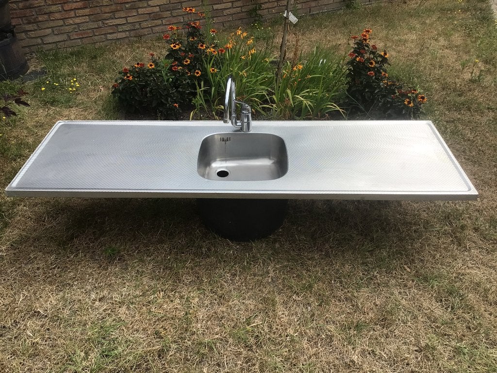 RVS keukenblad / aanrechtblad, Ophalen, Gebruikt, 25 tot 50 cm, Minder dan 100 cm