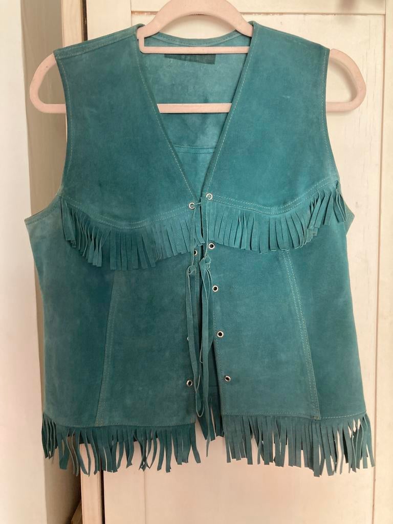 Leuk suede ‘jasje’, Ophalen of Verzenden, Gedragen, Maat 36 (S), Groen