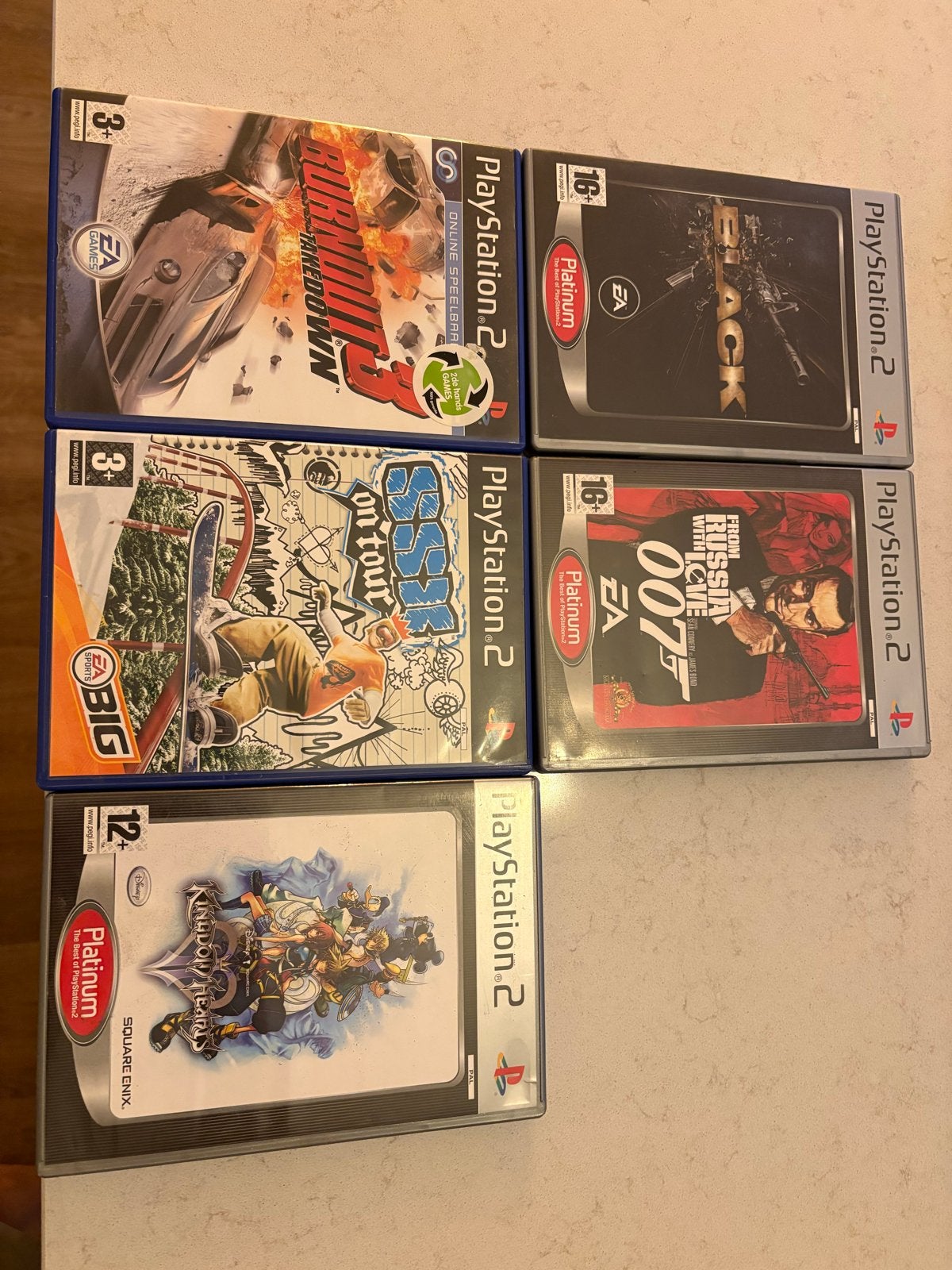PS2 Games Bundel: Burnout 3, SSX On Tour, Black, 007, Kingdo, Gebruikt, Overige genres, 1 speler, Ophalen of Verzenden