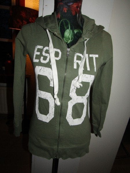 E857 ESPRIT mt XS vest army legergroen jogging capuchon, Verzenden, Zo goed als nieuw, Maat 34 (XS) of kleiner, Groen