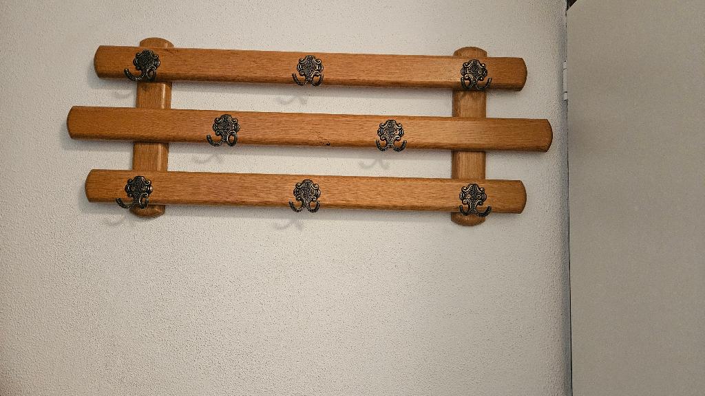 Massief blank eiken wandkapstok, Gebruikt, Minder dan 100 cm, Hout, Ophalen