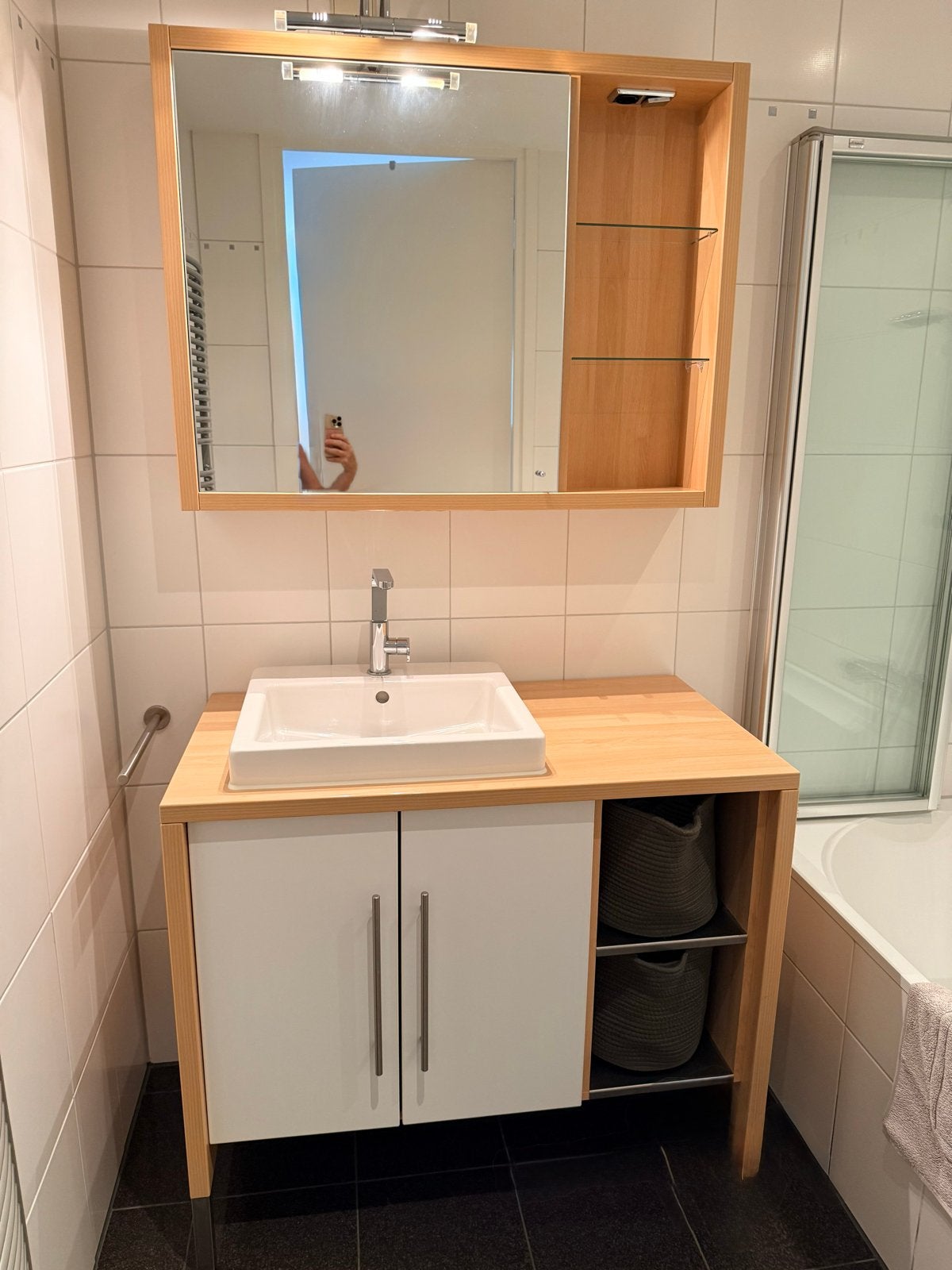 Badkamermeubel/spiegelkast Detremmerie b100, Huis en Inrichting, Ophalen, 100 tot 150 cm, 50 tot 100 cm, Zo goed als nieuw