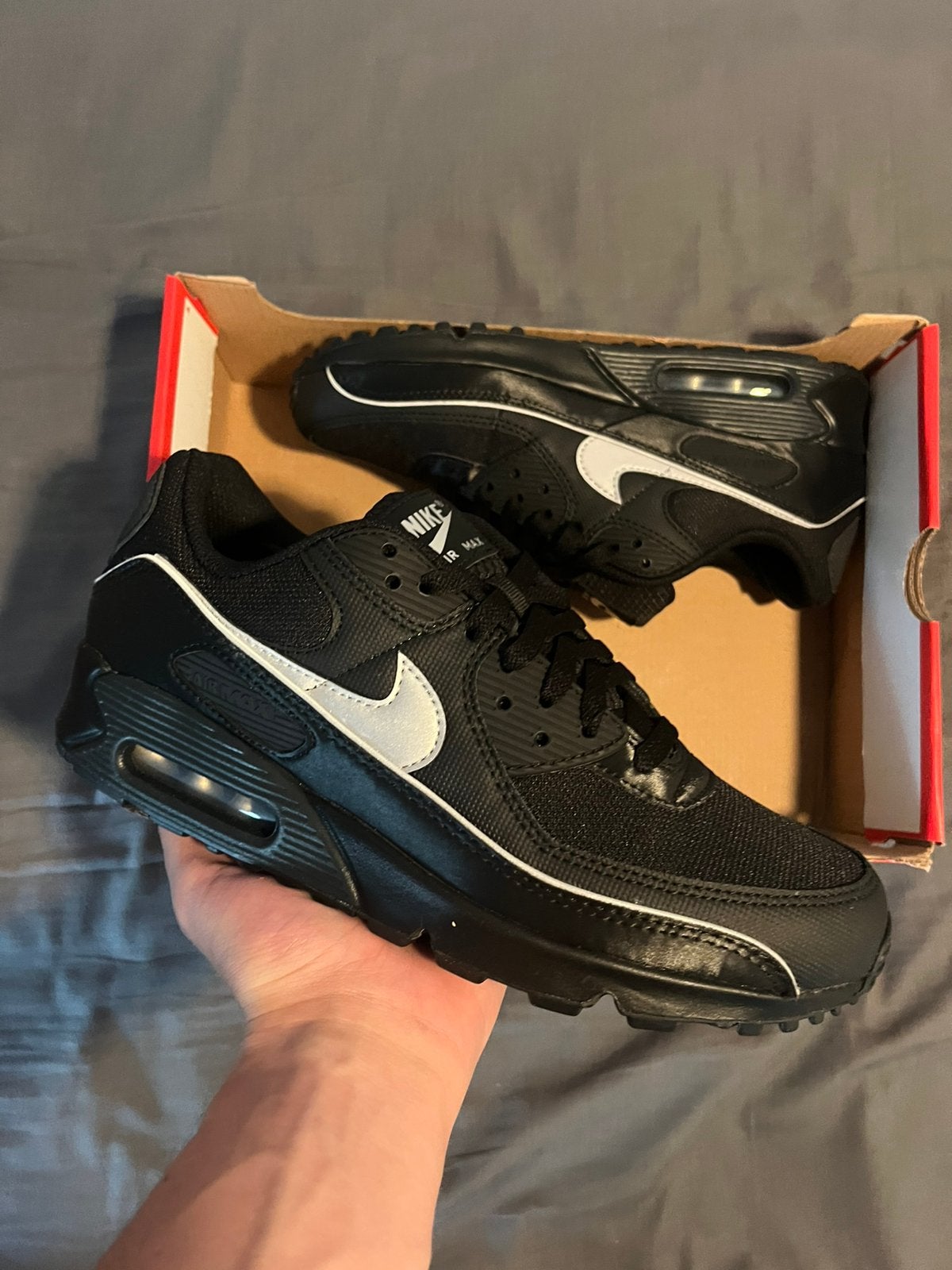 Nike Air Max 90 Premium Zwart Zilver - Maat 42.5, Ophalen of Verzenden, Nieuw, Zwart, Sneakers of Gympen