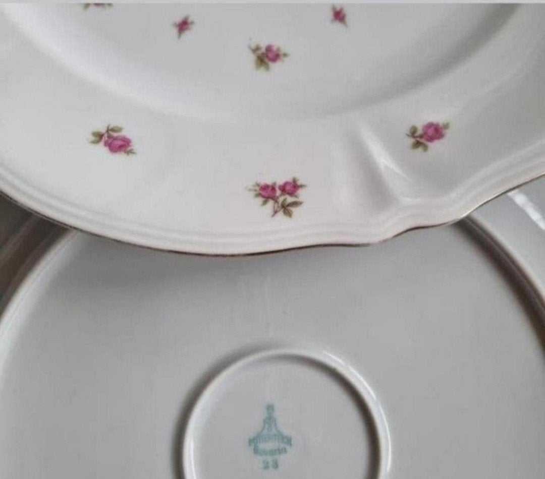 Mitterteich grote ronde schalen kleine roze roosjes, Antiek en Kunst, Ophalen of Verzenden