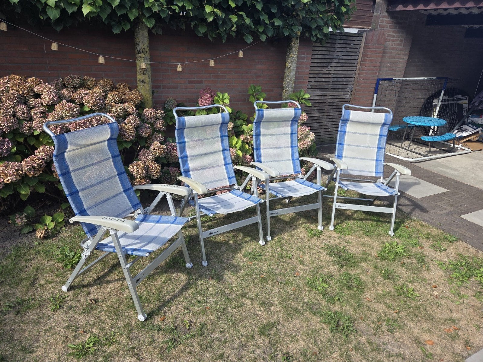 4 Dukdalf campingstoelen, Caravans en Kamperen, Kampeermeubelen, Ophalen, Gebruikt, Campingstoel