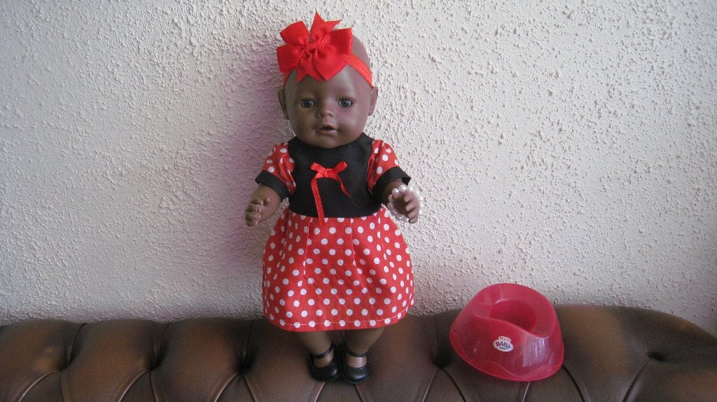 BABY BORN POP 43 CM POP DONKER, Kinderen en Baby's, Speelgoed | Poppen, Ophalen of Verzenden, Gebruikt, Babypop
