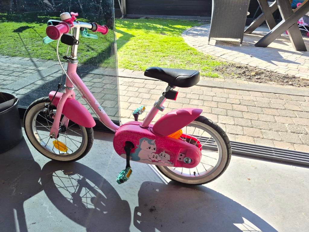 Roze kinderfiets 12 inch met zijwieltjes, Zijwieltjes, Gebruikt, Ophalen of Verzenden, Minder dan 16 inch