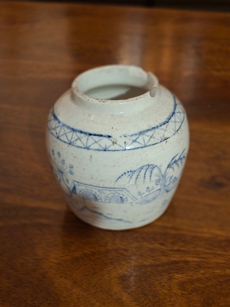 Antiek Chinees blauw-wit potje – bodemvondst, Antiek en Kunst, Ophalen of Verzenden