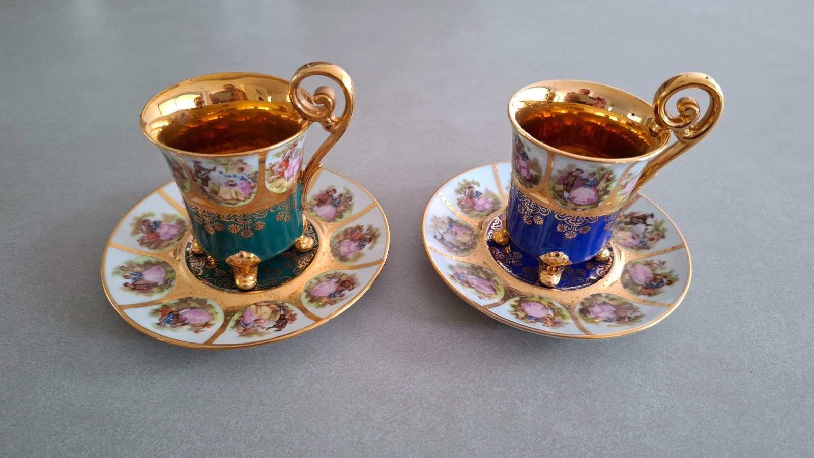 Vintage D&W Karlsbader Porzellan Mokkatassen 22k Goldätzerei, Ophalen