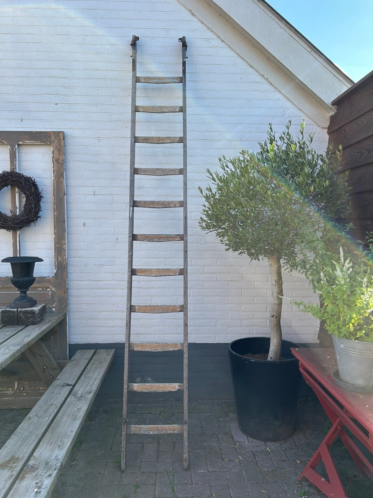 Houten ladder, Doe-het-zelf en Verbouw, Ladders en Trappen, Ophalen, Zo goed als nieuw, 2 tot 4 meter