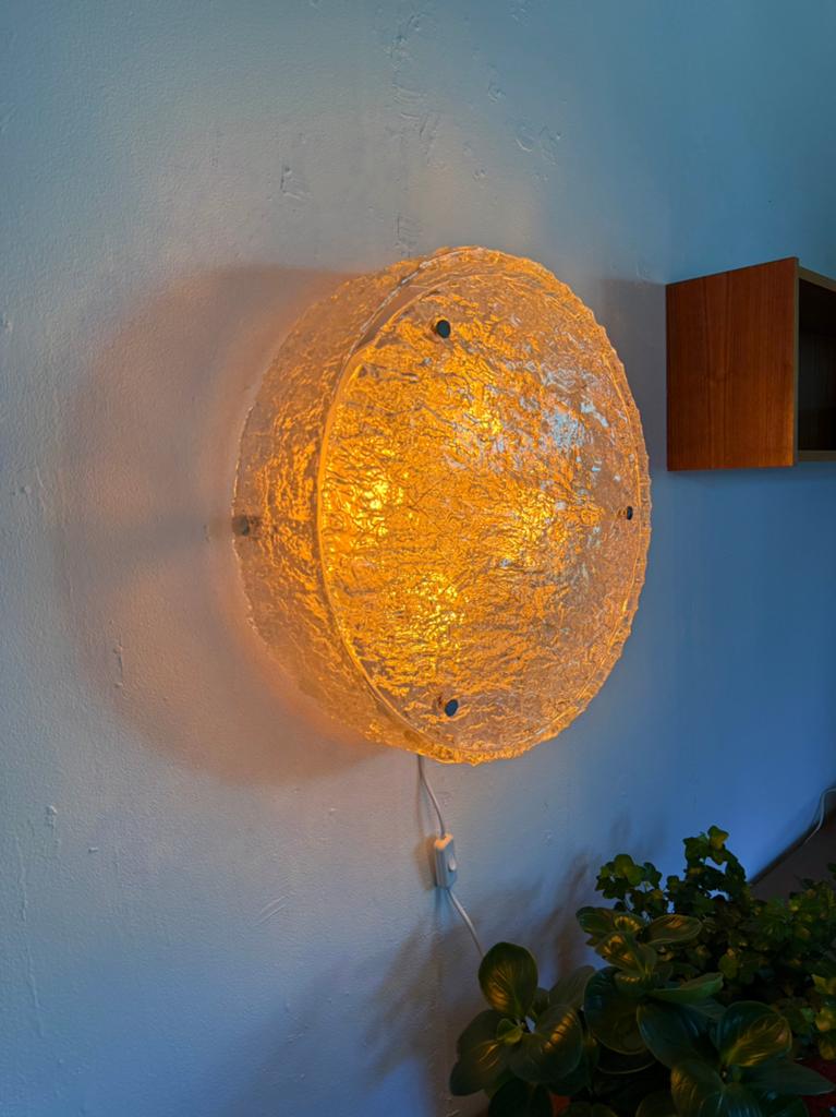 Tambour XL iceglass wand/plafondlamp, Kaiser Leuchte ‘70, Ophalen of Verzenden, Zo goed als nieuw, Glas