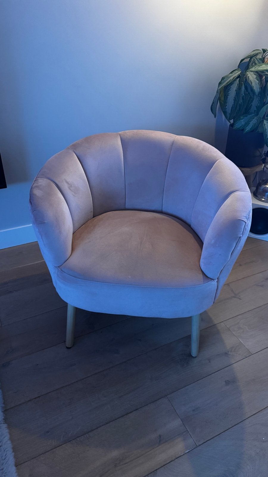 Oud roze velours stoel - Zo goed als nieuw, Ophalen, Overige kleuren, Zo goed als nieuw, Eén