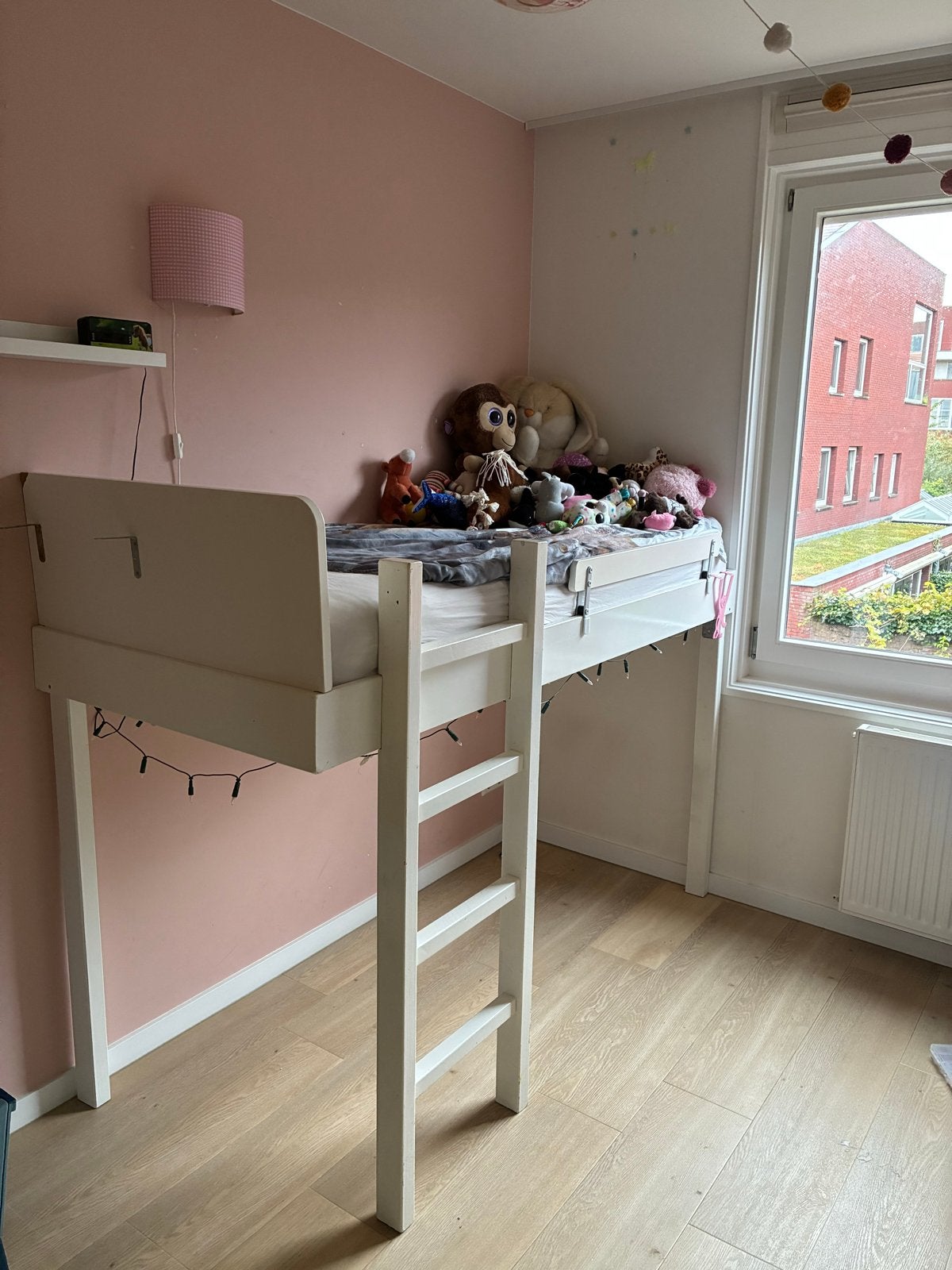 Witte (half) hoogslaper 190x80 cm incl. matras en topper, Gebruikt, Hoogslaper, Eenpersoons, Minder dan 160 cm
