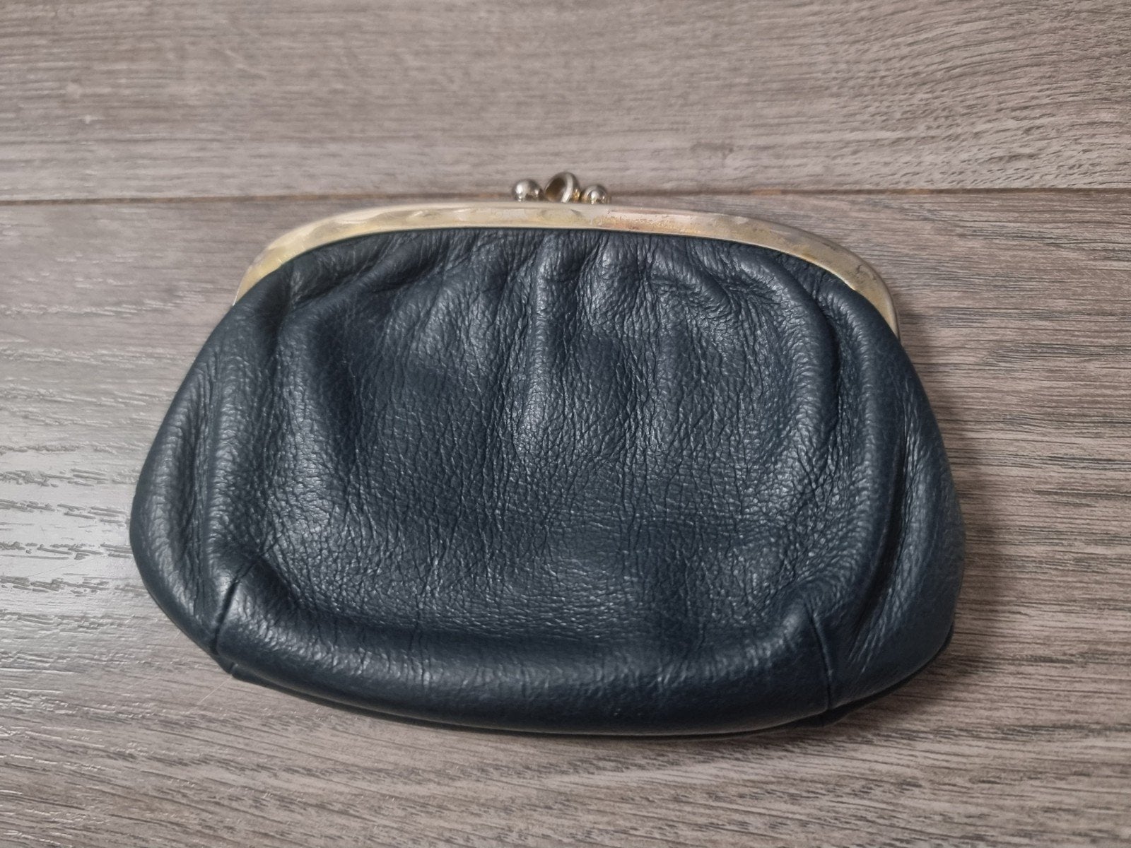 Leren marineblauw vintage dames portemonnee (AZ1), Ophalen of Verzenden, Zo goed als nieuw