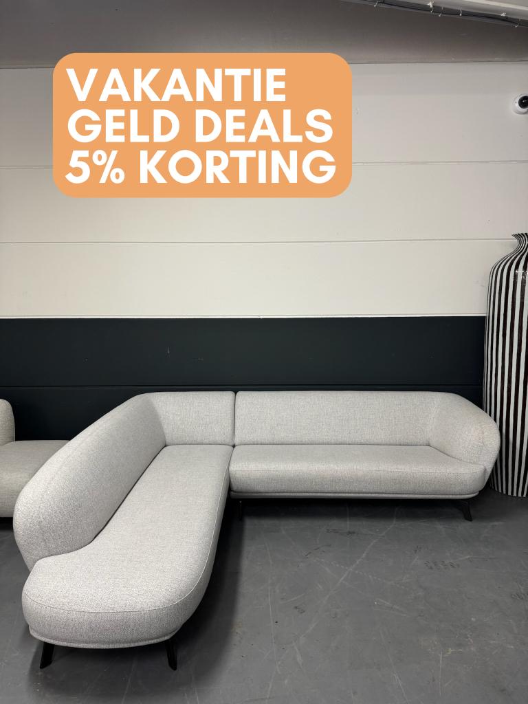 Showroommodel Leolux Flint hoekbank | Varese 5 Blanc, Ophalen, 250 tot 300 cm, Leolux, Hoekbank