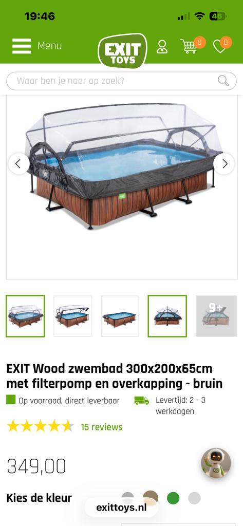 EXIT Wood zwembad 300x200x65cm met filterpomp en overkapping, Tuin en Terras, Zwembaden, Ophalen, Gebruikt, Opzetzwembad, 200 tot 400 cm