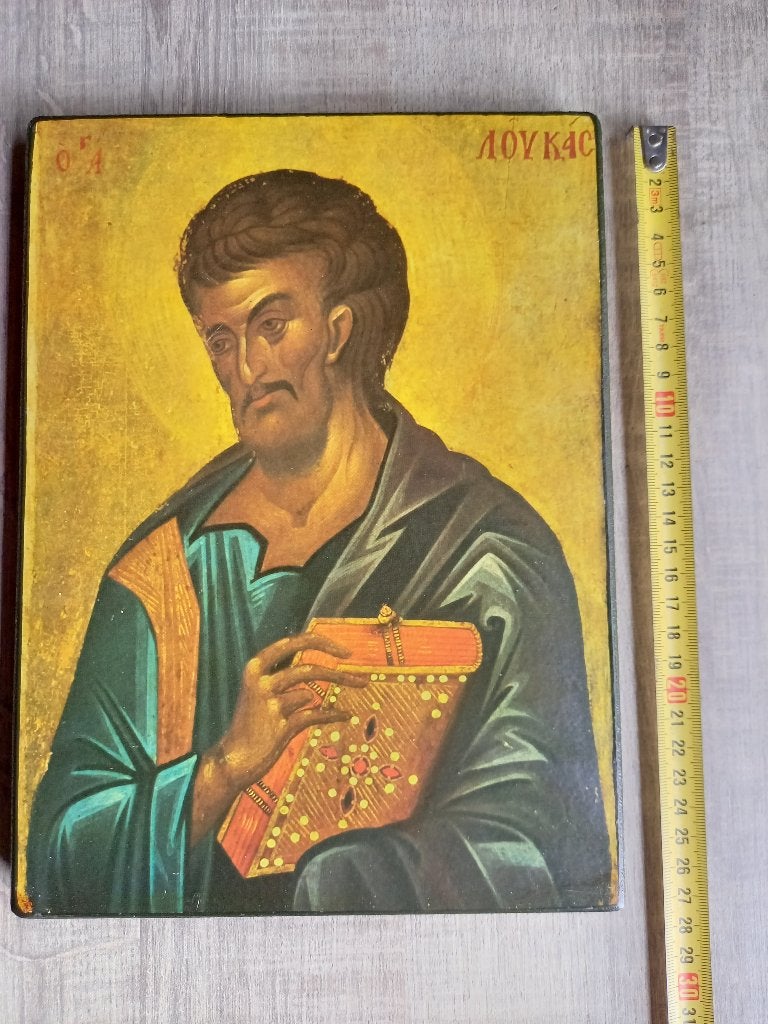 Oud Houten Icoon Lucas de Evangelist, Ophalen of Verzenden