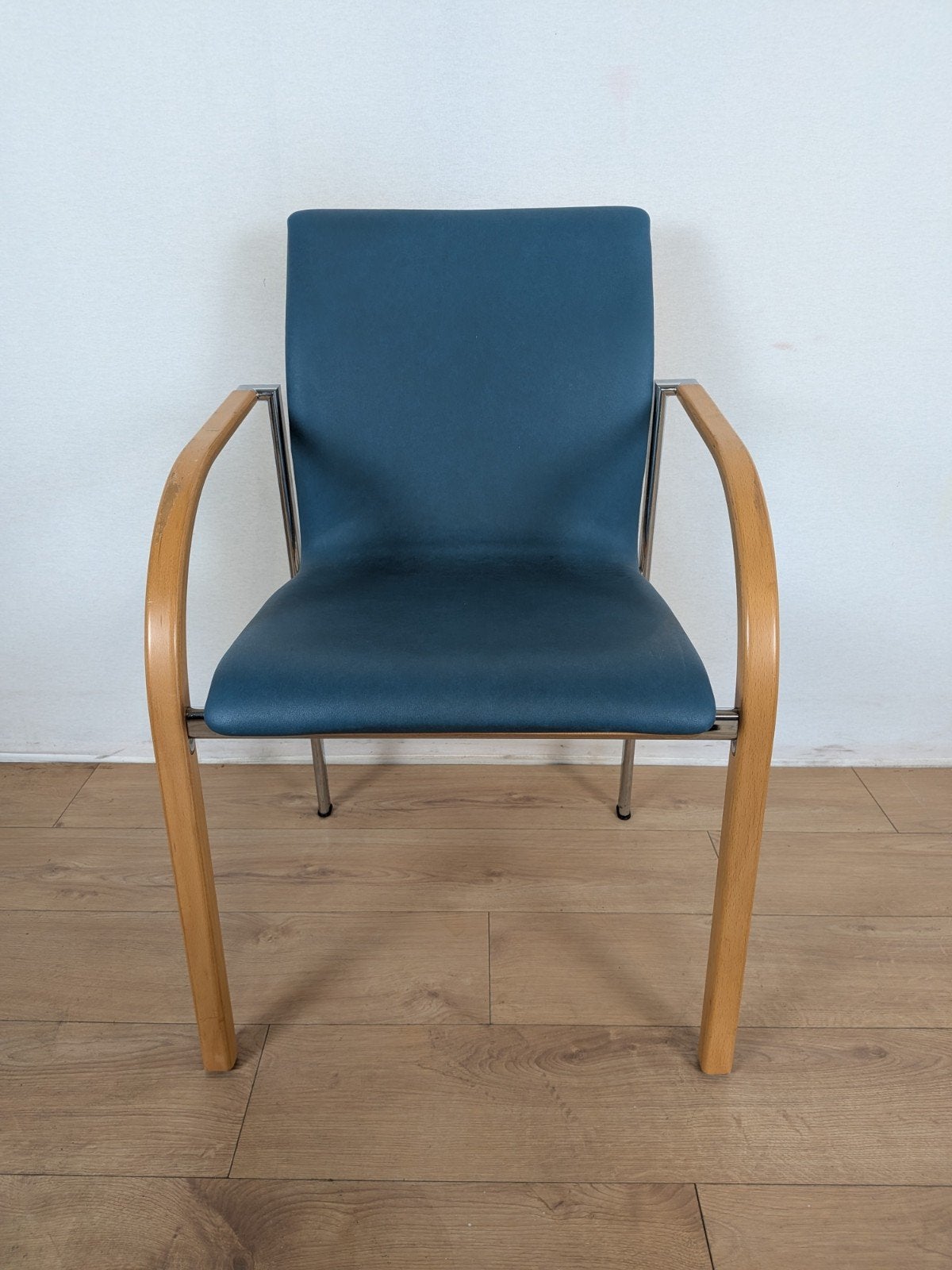 Leolux Cimaronne Design Armstoel – Blauw Leer – Dutch Design, Gebruikt, Blauw, Onbekend, Ophalen of Verzenden