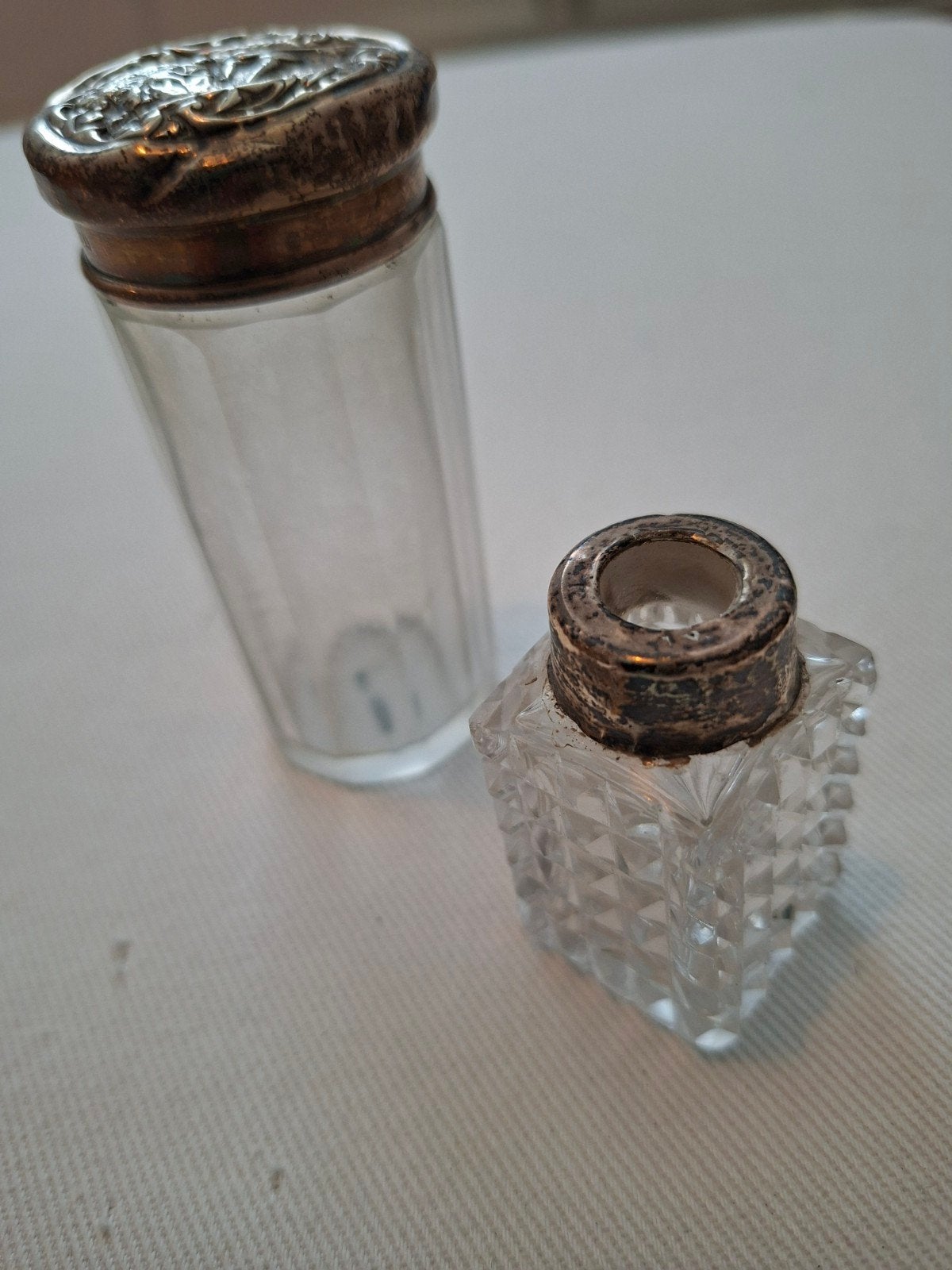 2 potjes kristal zilver, Antiek en Kunst, Ophalen of Verzenden, Zilver