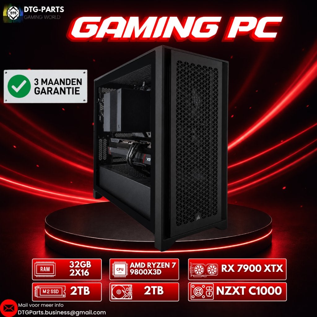 Gaming PC // RX 7900 XTX & AMD Ryzen 7 9800X3D & 4TB, Ophalen, 7604 HM, 32 GB, DTGParts.Business@gmail.com
