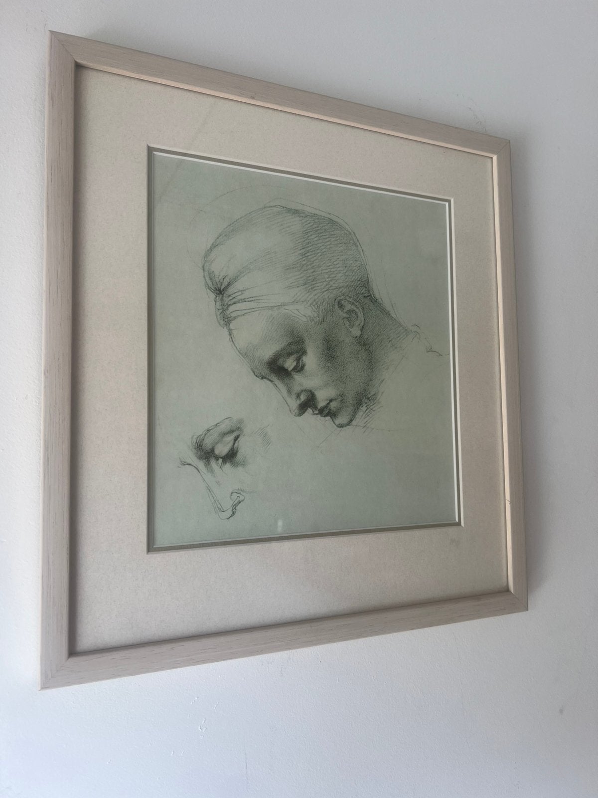 Ingelijste porint/ litho? — naar Michelangelo tekening, Antiek en Kunst, Ophalen