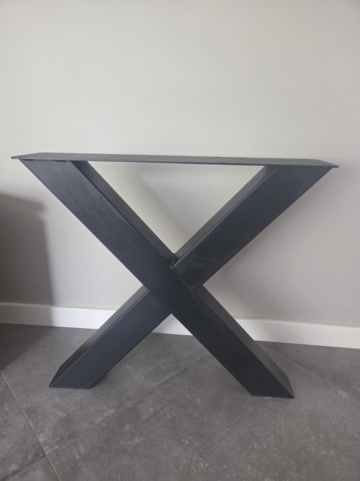 2 Zwarte metalen X-poten tafelonderstel, Ophalen, Tafelpoot, Minder dan 50 cm, 50 tot 100 cm