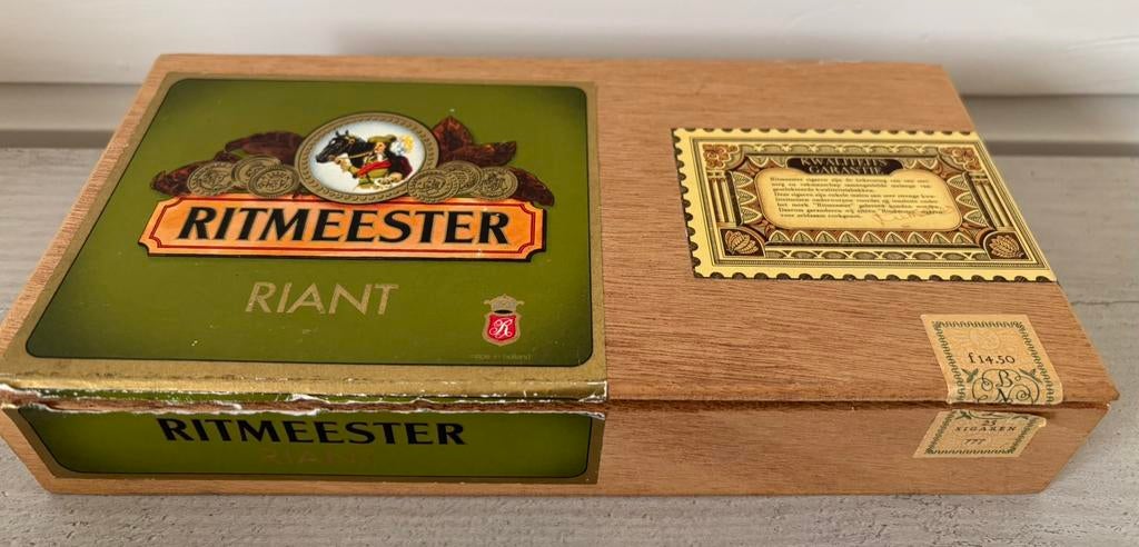 Vintage Ritmeester Sigarendoos - Houten Opbergdoos, Ophalen of Verzenden, Zo goed als nieuw
