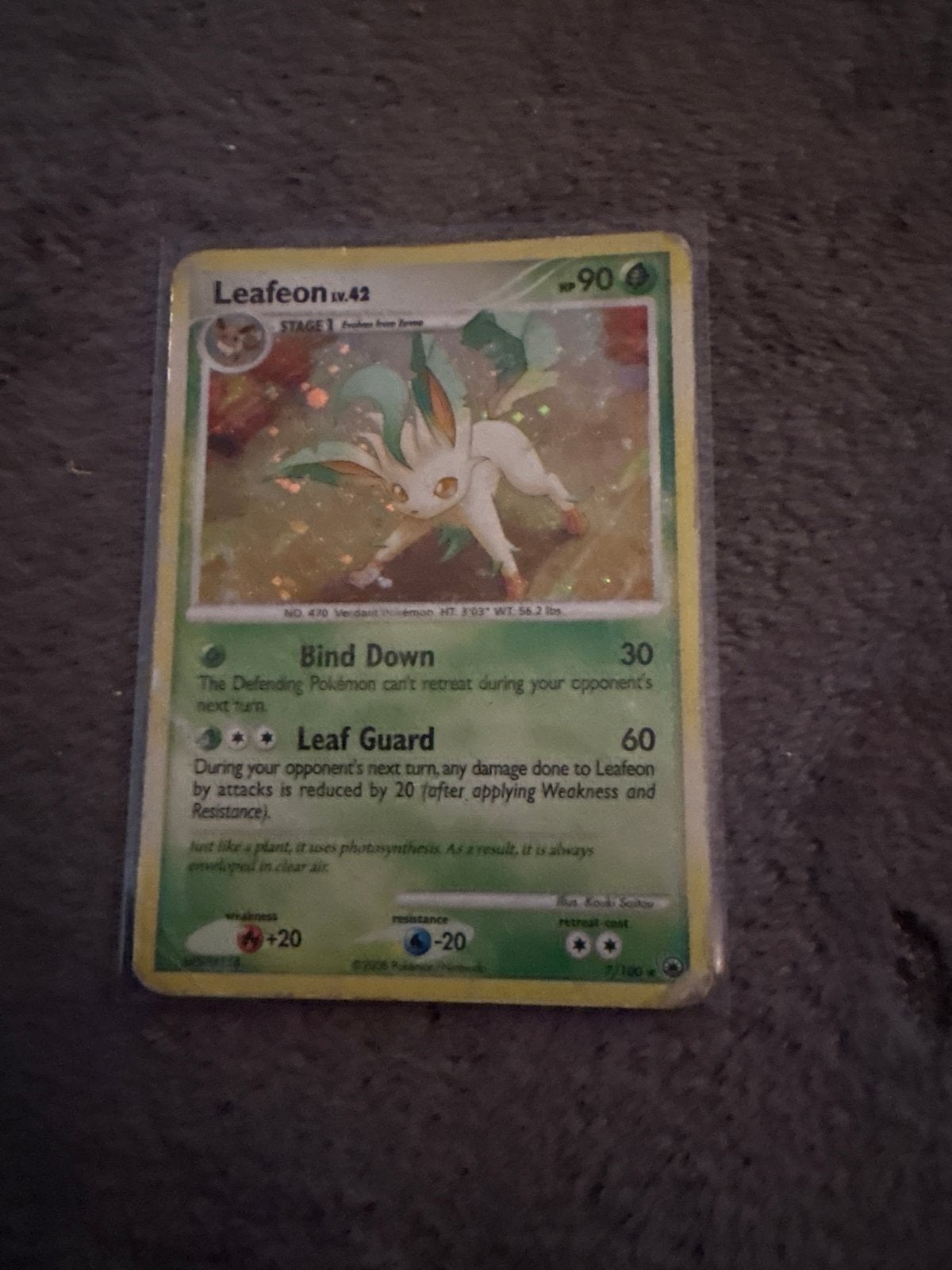 Leafeon pokemon kaart, Ophalen of Verzenden, Gebruikt, Losse kaart, Foil