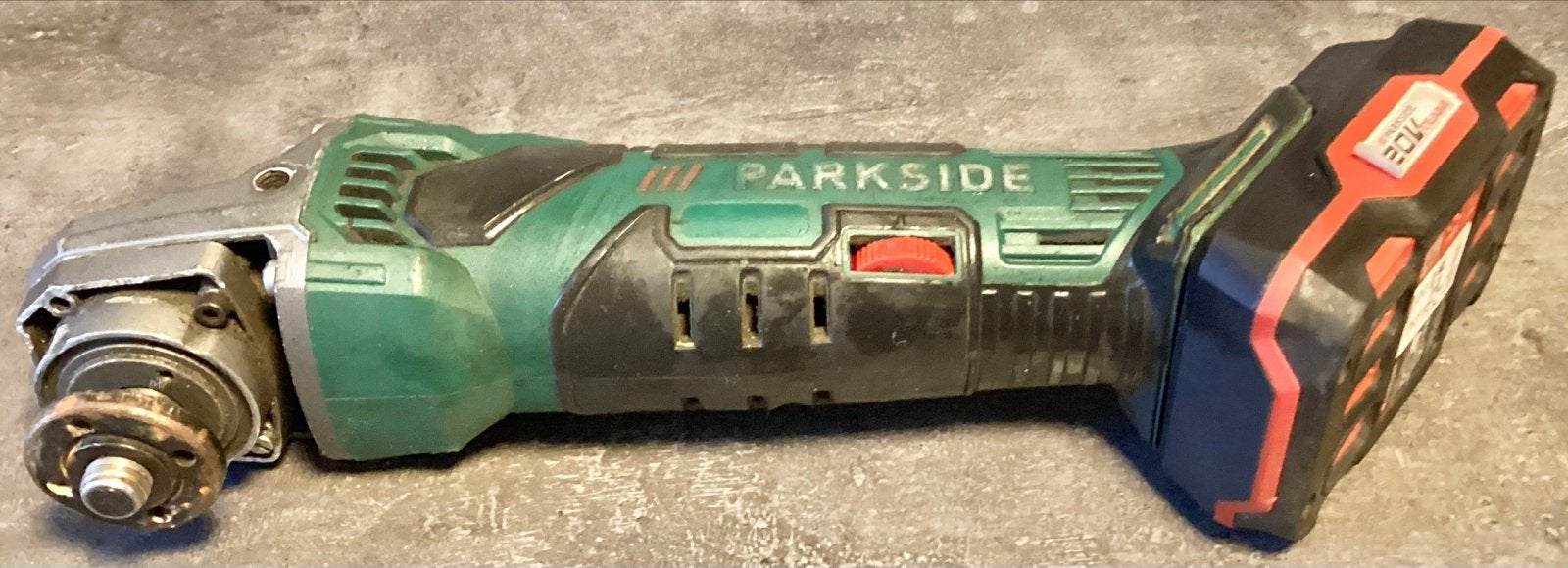 GOEDWERKENDE PARKSIDE SLIJPTOL MET DEFECTE ACCU, Ophalen of Verzenden, Gebruikt, Minder dan 700 watt, Haakse handslijpmachine