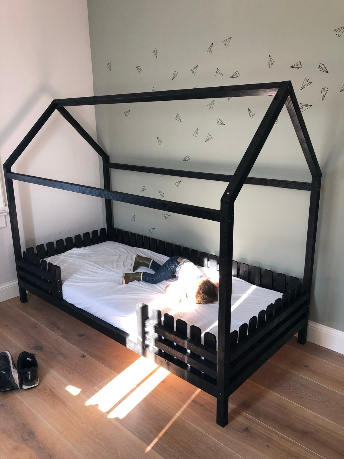 Zwart Bedhuisje 200x90 cm (excl. matras), Ophalen, Gebruikt, 90 cm, Eenpersoons