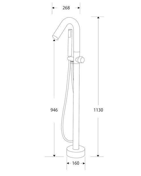 AANBIEDING! Vrijstaande kraan, chroom, badkamer, handdouche, Ophalen of Verzenden, Nieuw