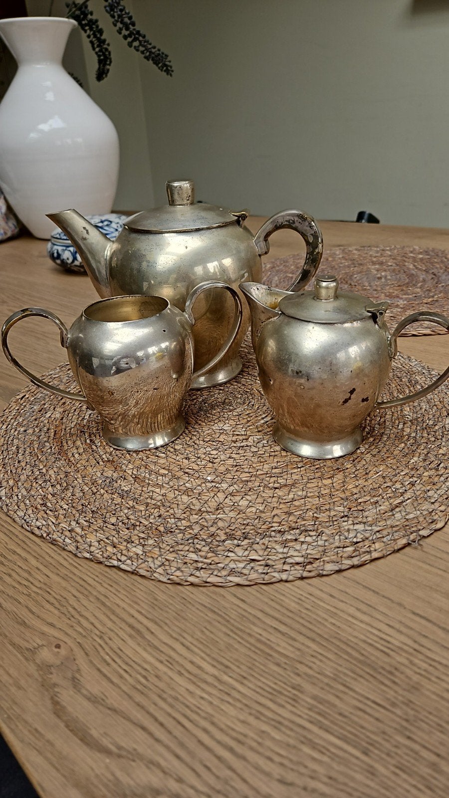Vintage verzilverd theeservies, Antiek en Kunst, Curiosa en Brocante, Ophalen
