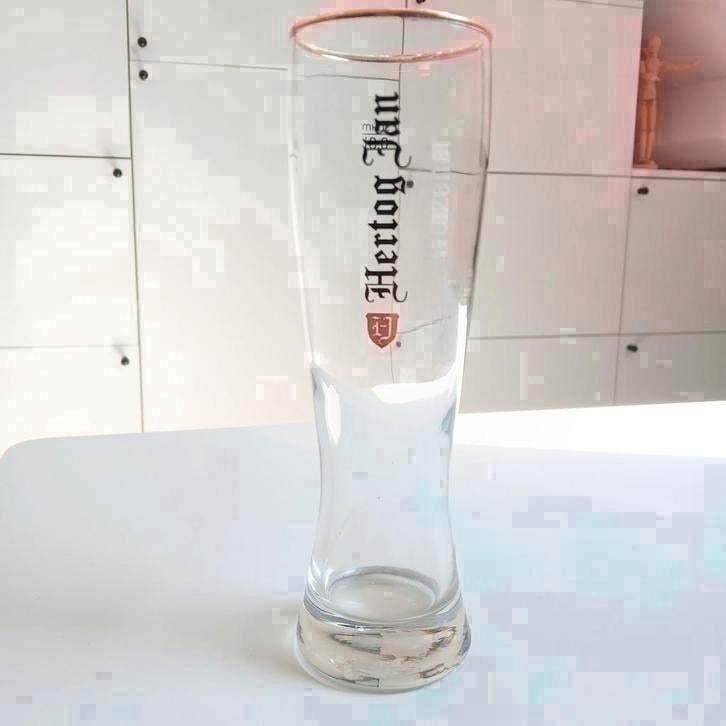 Hertog Jan Weizener Bierglas met Gouden Rand, Verzamelen, Biermerken, Ophalen of Verzenden, Zo goed als nieuw, Glas of Glazen