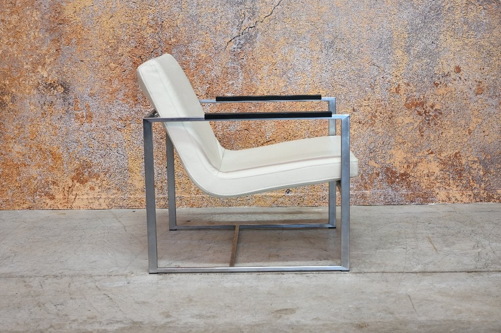 IZG Staat witte leren Harvink Oscar design fauteuil, Harvink, Harvink, 75 tot 100 cm, Ophalen of Verzenden