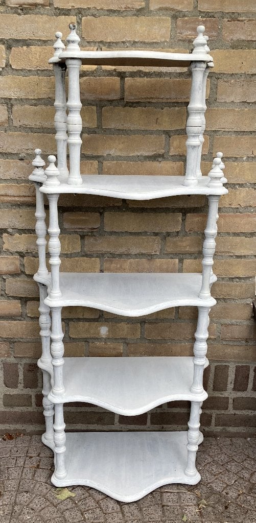 Brocante witte sierlijke houten etagère - open kastje - rek, Ophalen, ---, ---, ---