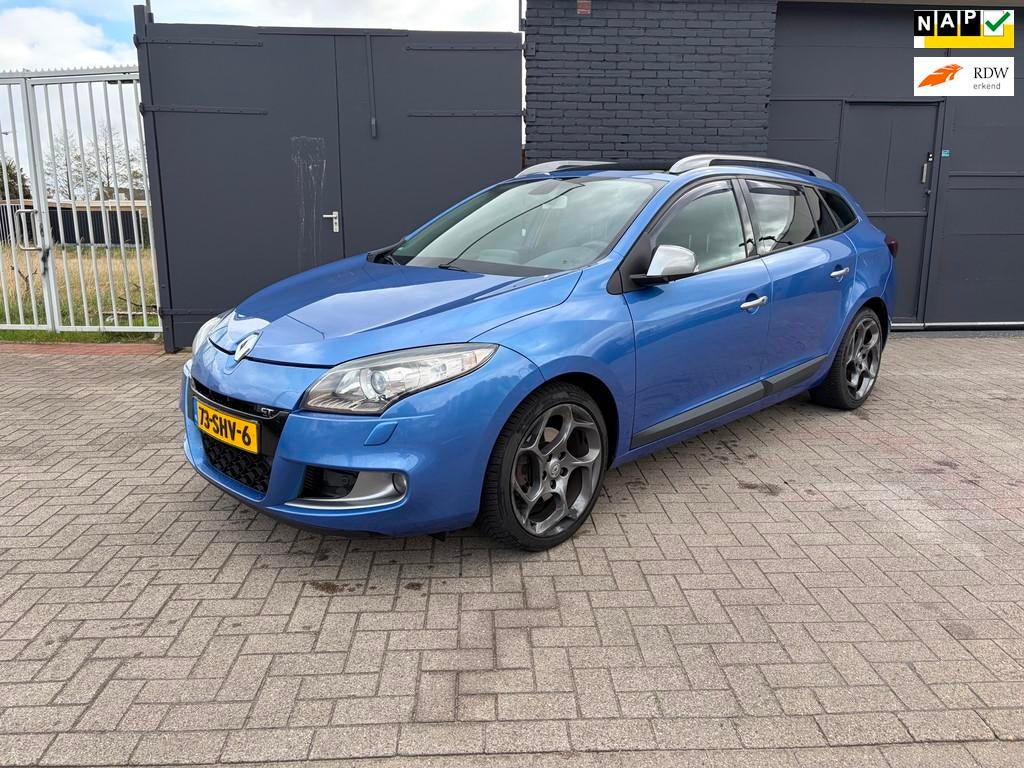 Renault Mégane Estate 2.0 TCe GT, Auto's, Gebruikt, 4 cilinders, Blauw, Leder en Stof