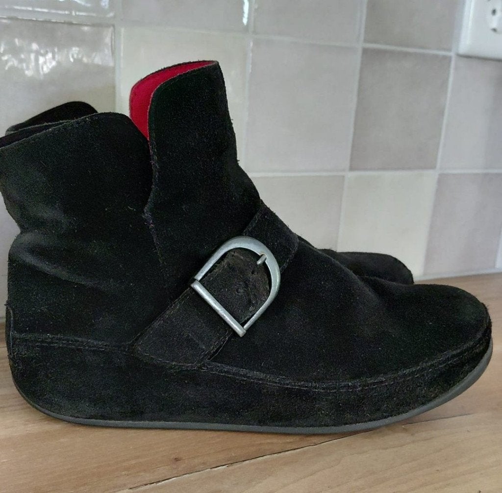 Zwarte suede enkel laarsjes Fitflop 40, Zwart, Lage of Enkellaarzen, Ophalen of Verzenden, Zo goed als nieuw