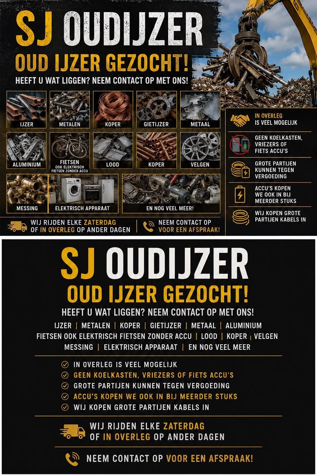 Wij hallen gratis u Oudijzer, Ophalen, Gebruikt, Overige metalen