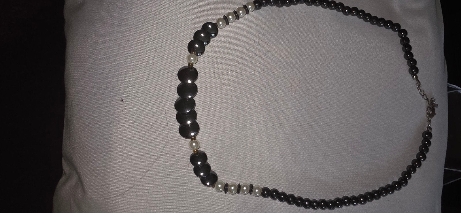 hele mooie zwareketting met steentjes, Ophalen, Gebruikt, Zilver, Overige materialen