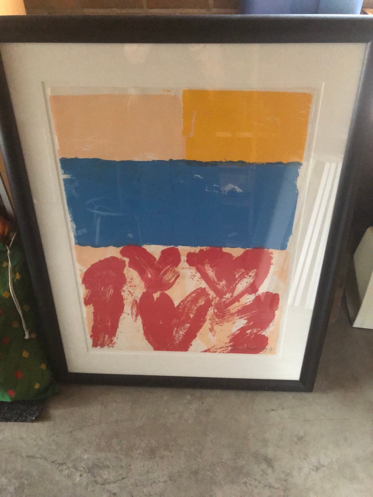 Zeefdruk jan crener . 80 bij 100 cm., Met glas, Ophalen